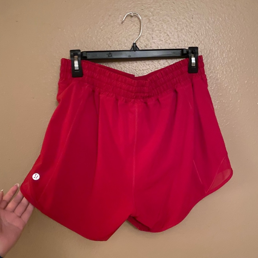 red Lululemon shorts